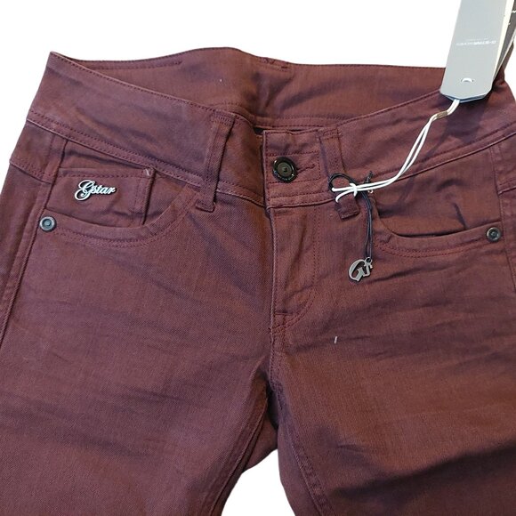 Retro Vintage G-Star Raw Lynn Skinny Burgundy Denim Jeans Pants Sz 26 x 34 NWT - Picture 5 of 11